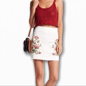 Jealous Tomato White Denim Embroidered Skirt Small